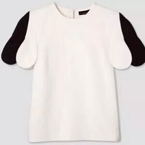 Victoria Beckham For Target Black White Scallop Shirt Top